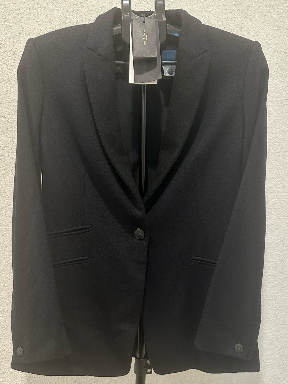 rag & bone Black Wool Leather Trim Blazer NWT